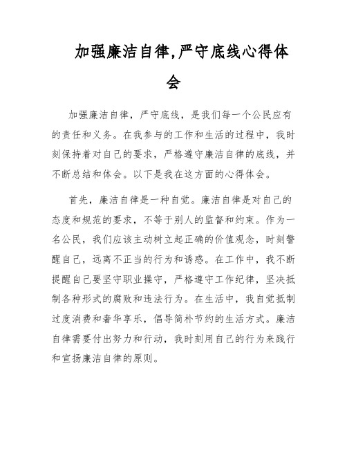 加强廉洁自律,严守底线心得体会