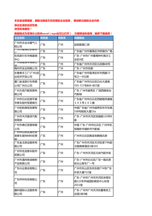 2020新版广东广州小客车企业公司名录名单黄页联系方式大全52家