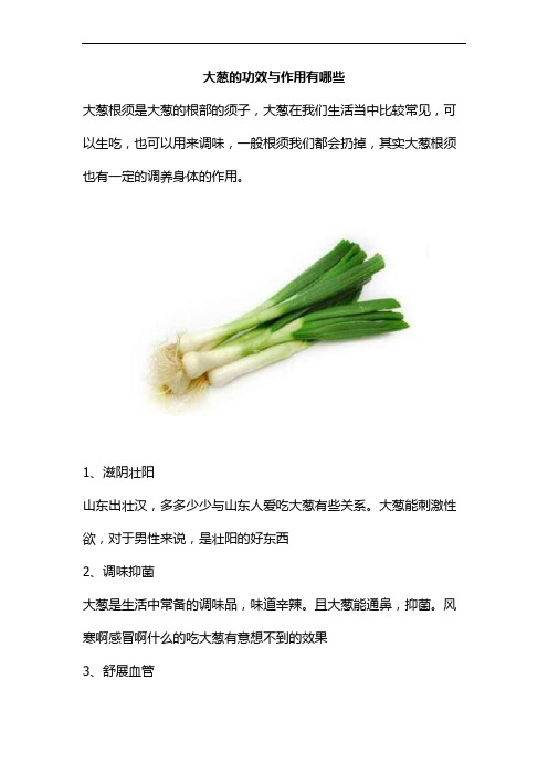 大葱的功效与作用有哪些