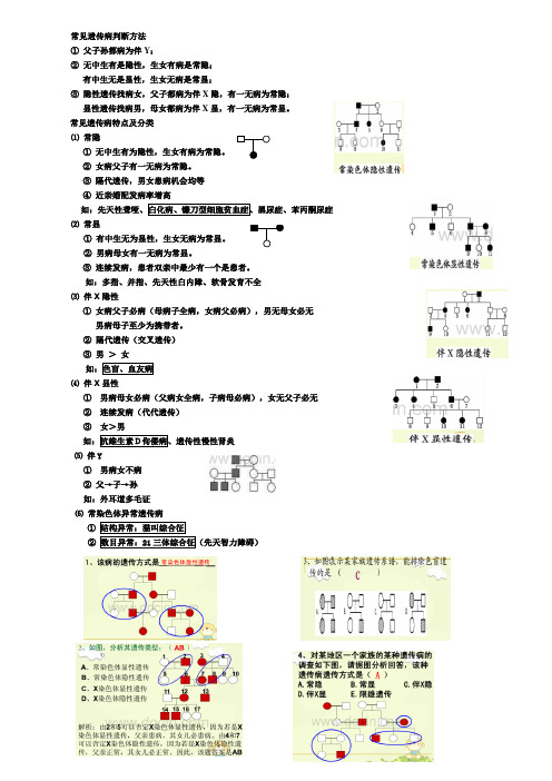 常见遗传病分类及判断方法