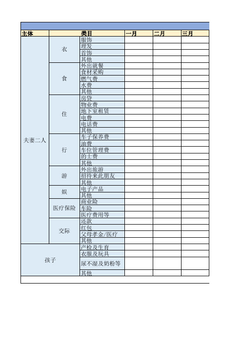 年度家庭费用支出明细表