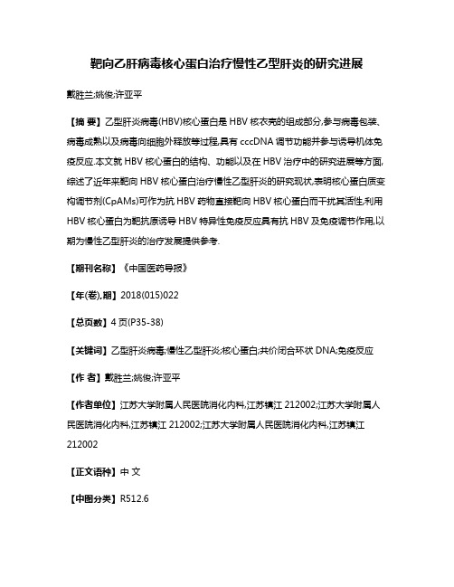 靶向乙肝病毒核心蛋白治疗慢性乙型肝炎的研究进展