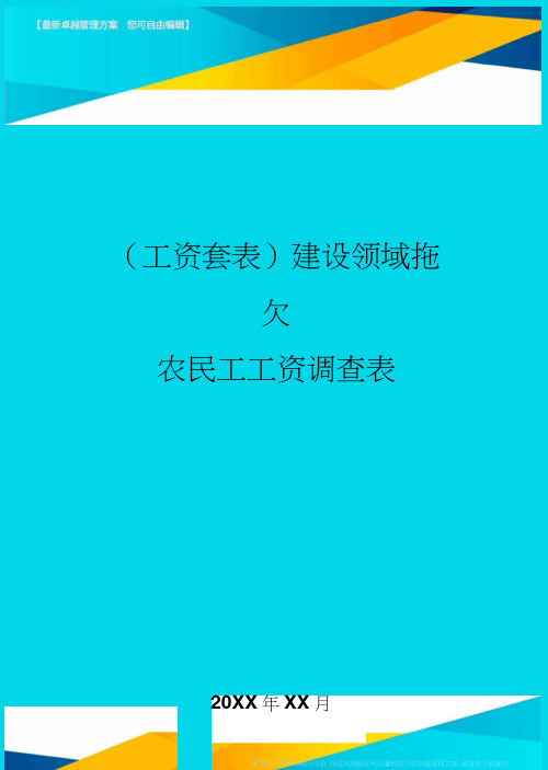 (工资)建设领域拖欠农民工工资调查表精编