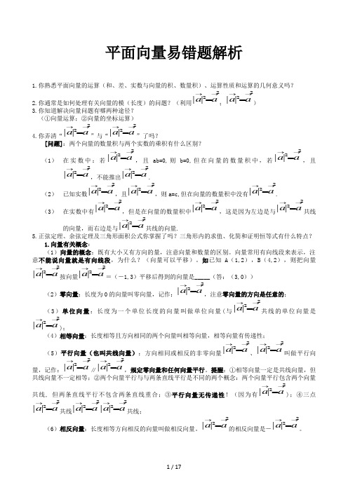 平面向量易错题解析