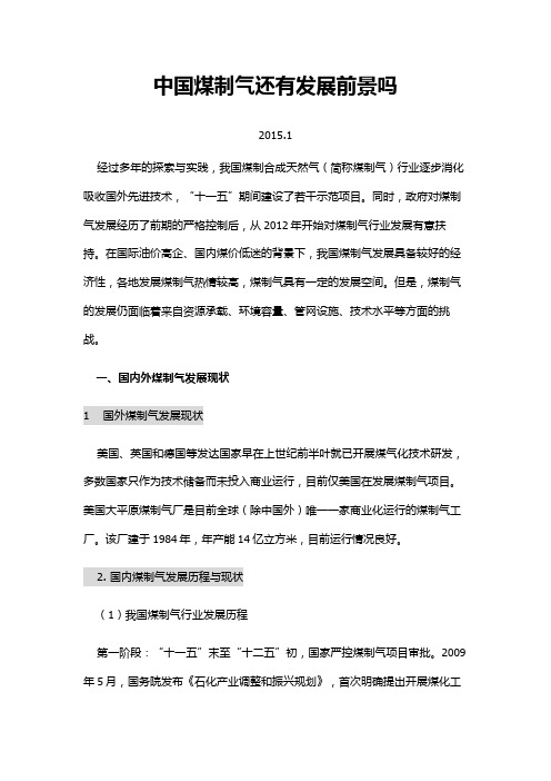 中国煤制气还有发展前景吗