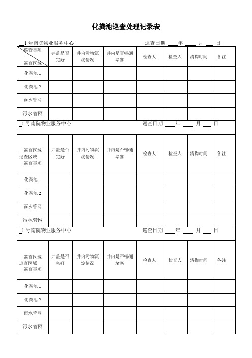 化粪池巡查处理记录表【范本模板】