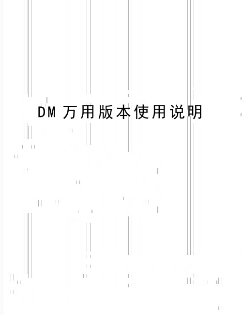 最新DM万用版本使用说明