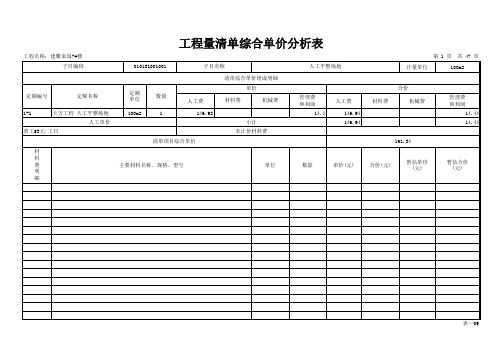 4.8 工程量清单综合单价分析表(投标)