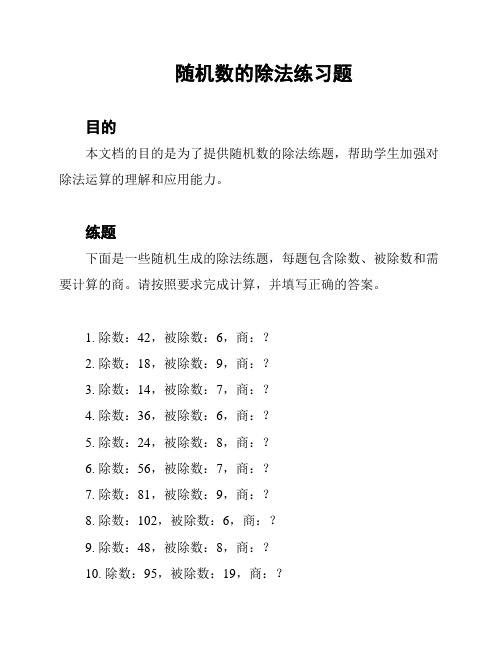 随机数的除法练习题