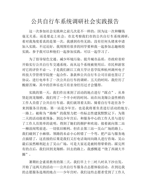 公共自行车系统调研社会实践报告