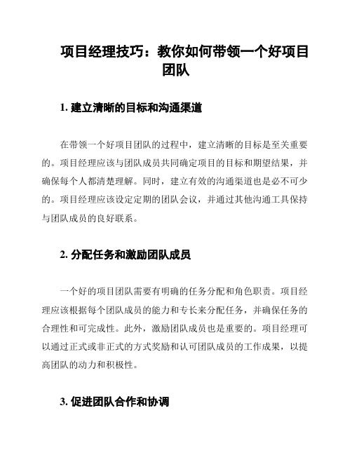 项目经理技巧：教你如何带领一个好项目团队