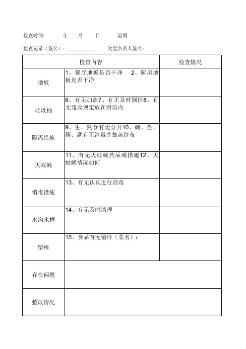 食堂检查记录表