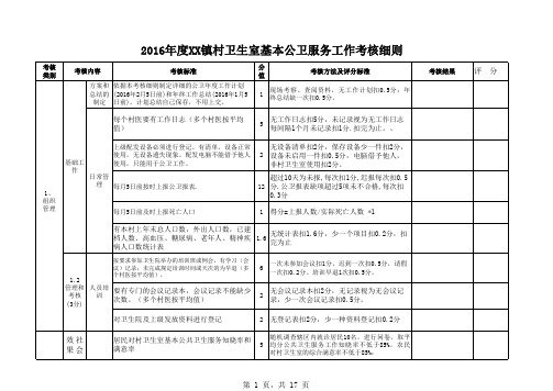 2016年度村卫生室基本公共卫生服务工作考核细则B版