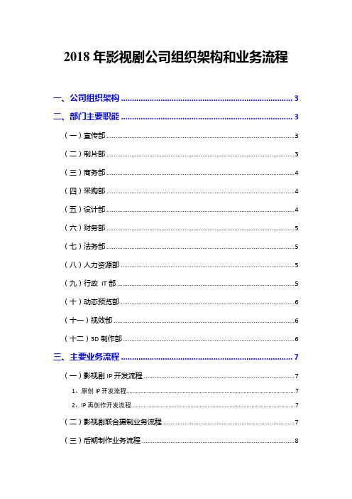 2018年影视剧公司组织架构和业务流程