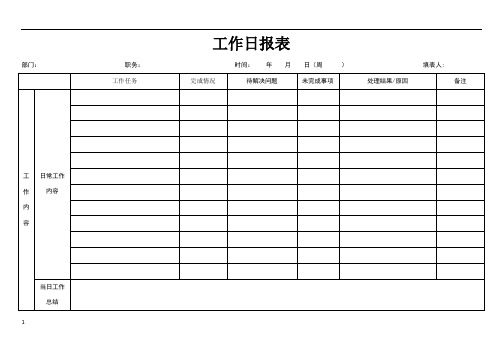 员工每日工作报告表