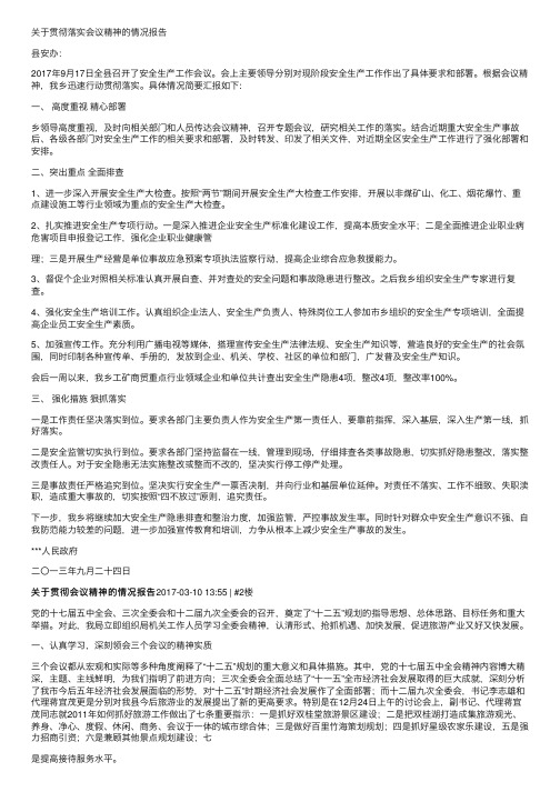 关于贯彻落实会议精神的情况报告