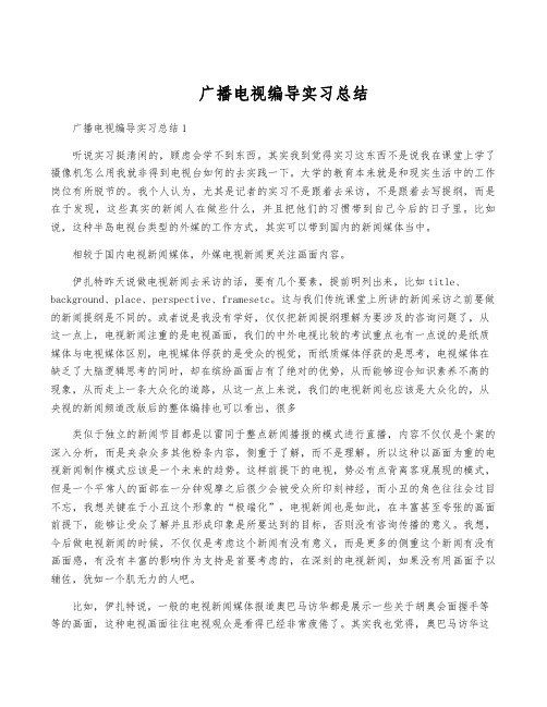 广播电视编导实习总结