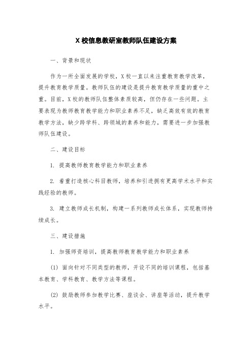 X校信息教研室教师队伍建设方案