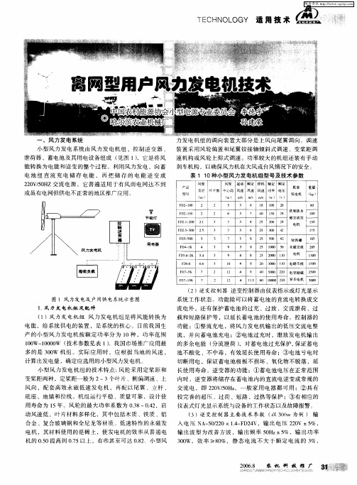 离网型用户风力发电机技术