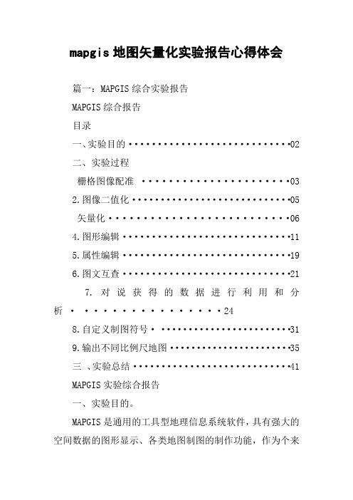 mapgis地图矢量化实验报告心得体会