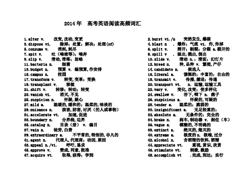 2014年高考英语阅读高频词汇