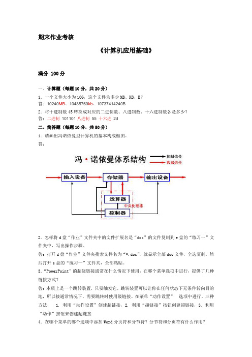 计算机应用基础离线作业