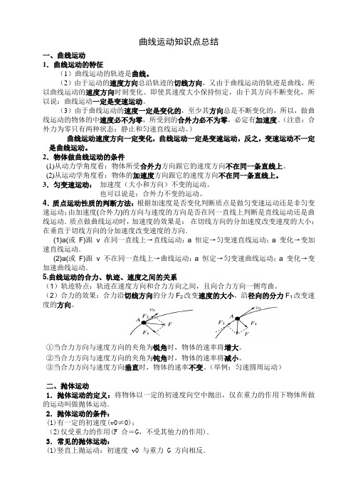 (word完整版)曲线运动知识点总结,推荐文档