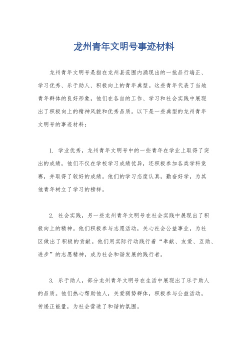 龙州青年文明号事迹材料