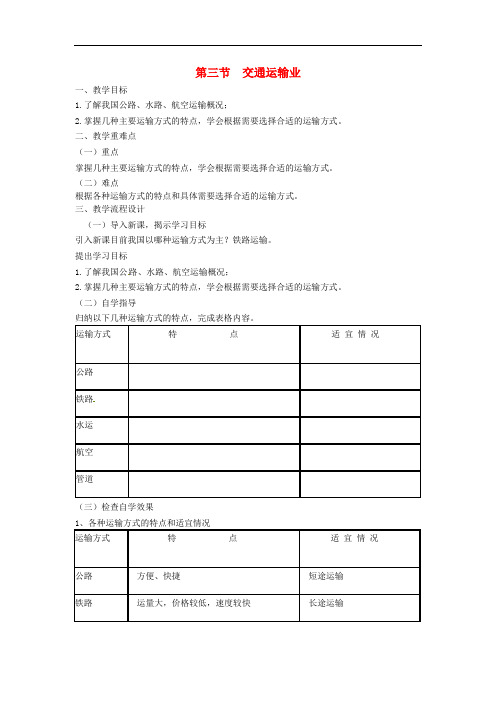 湘教初中地理八上《第三节交通运输业》教案_4