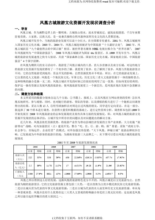 凤凰古城旅游文化资源开发现状调查分析