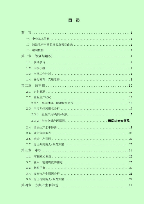 某公司清洁生产审核报告正文