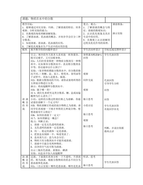 新沪教版九年级化学下册《六章 溶解现象  第1节 物质在水中的分散》教案_24