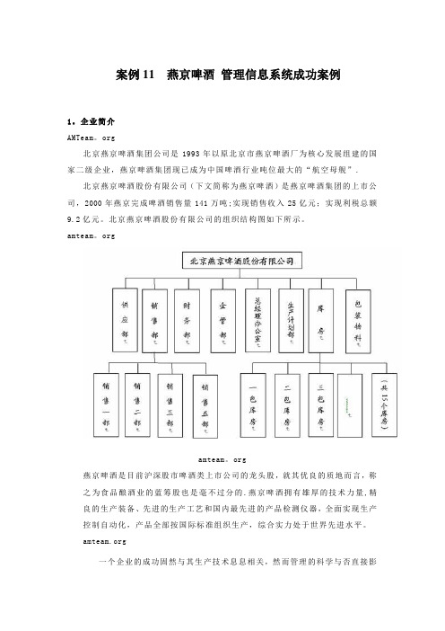 案例11--燕京啤酒-管理信息系统成功案例