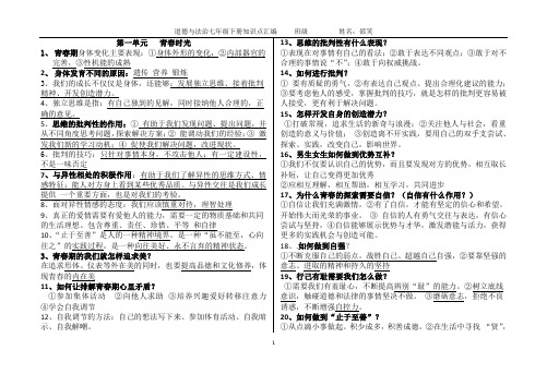 人教版《道德与法治》七年级下册期末重要知识点复习提纲