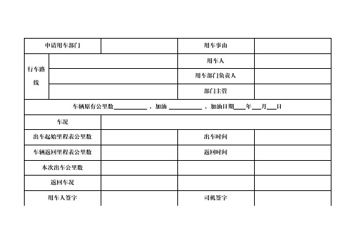 车辆使用登记表