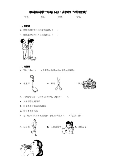 教科版科学二年级下册6.身体的“时间胶囊”