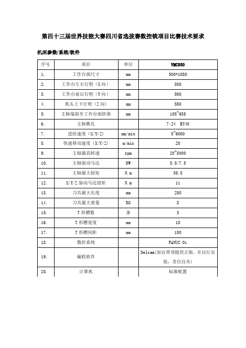 43届世界技能大赛数控铣项目技术要求