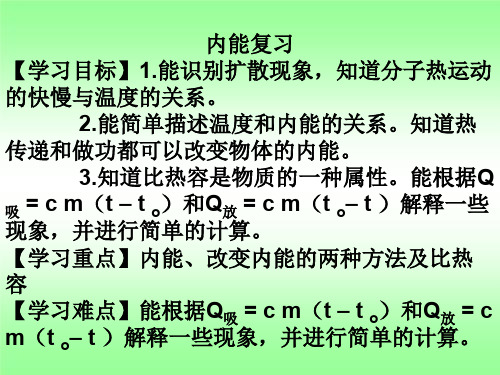 中学人教版初中物理九年级全册第十三章 内能复习课件PPT