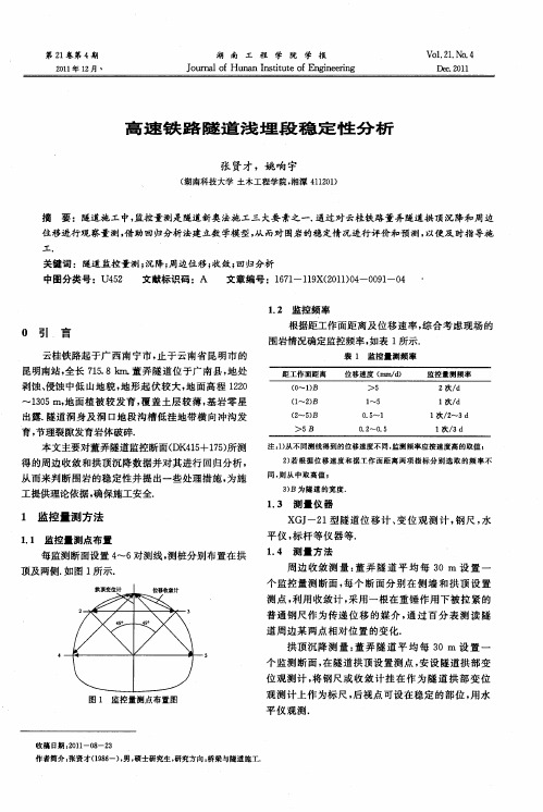 高速铁路隧道浅埋段稳定性分析