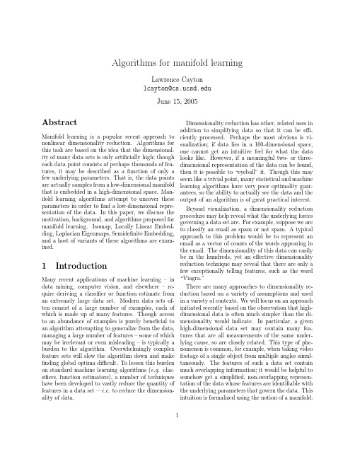 Algorithms for manifold learning