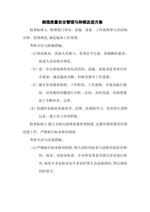 病理质量安全管理与持续改进方案