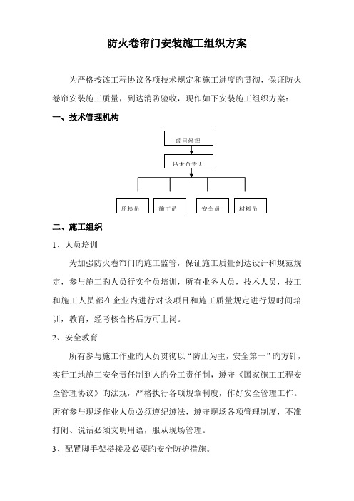 钢质防火卷帘门施工方案