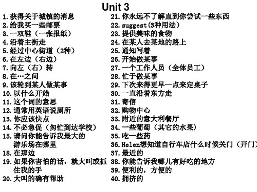 初三英语复习 unit3-4 review 单元重点词组语法汇总