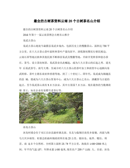 最全的古树茶资料云南20个古树茶名山介绍