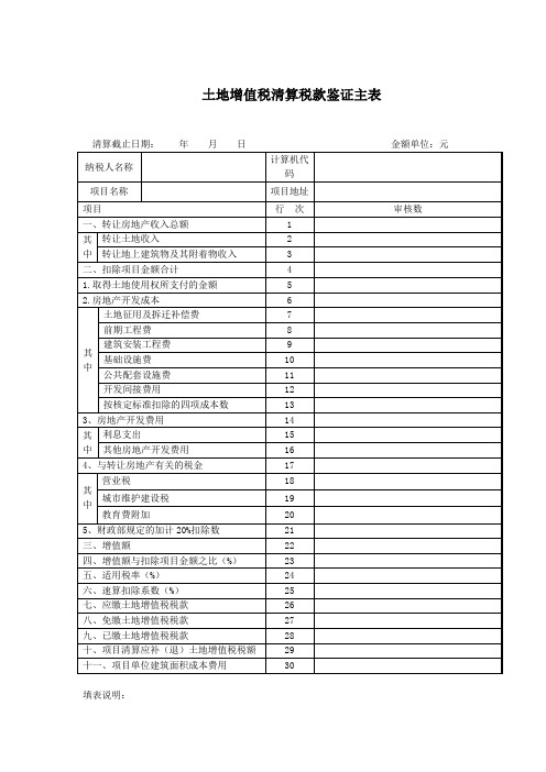 土地增值税清算表格