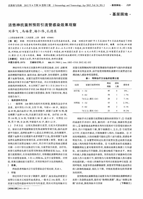 洁悠神抗菌剂预防引流管感染效果观察