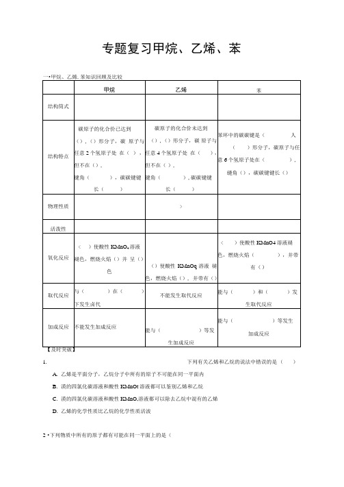 甲烷、乙烯、苯专题复习