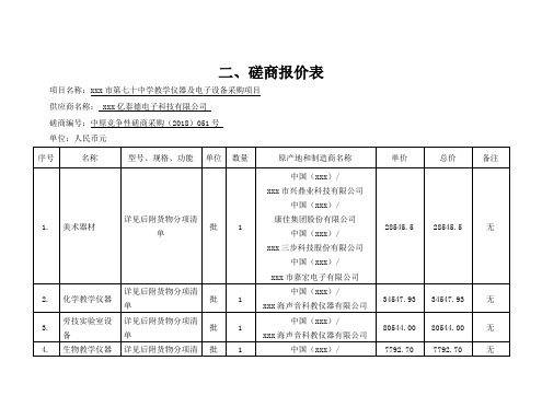 最新整理中学教学仪器及电子设备磋商报价表.doc