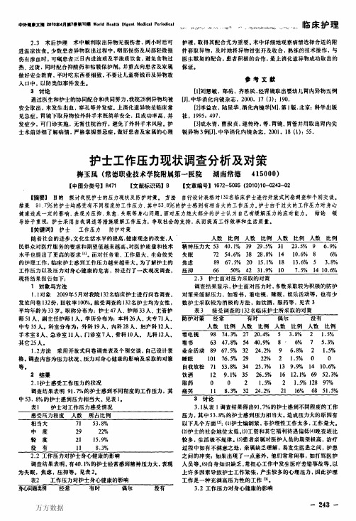 护士工作压力现状调查分析及对策