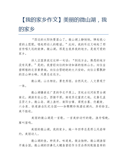 我的家乡作文美丽的微山湖我的家乡